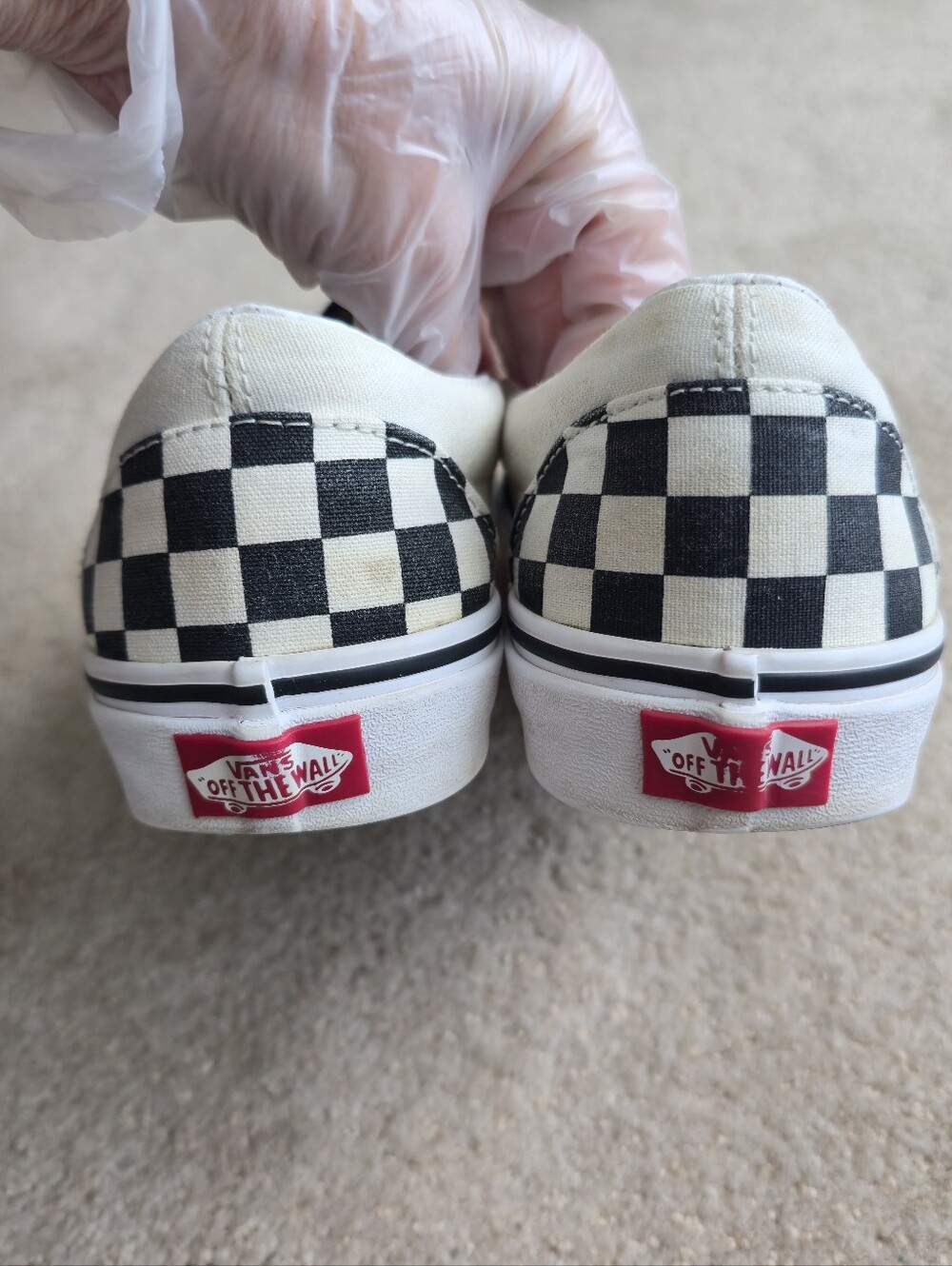 VANS Checkerboard Women's Size 9 Men's Sz 7.5 Slip-On Skate Shoe White Black - Picture 4 of 9